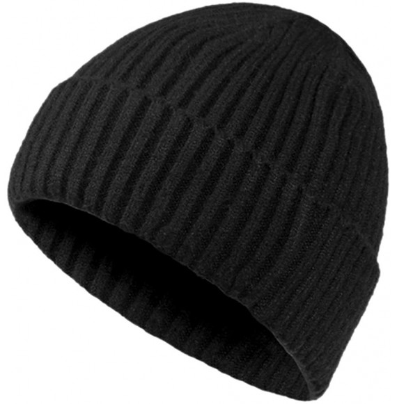 Skullies & Beanies Winter Hats for Men Wool Knit Slouchy Beanie Hats Warm Baggy Skull Cap - Style01 Black Beanie - C7184RO8GCR