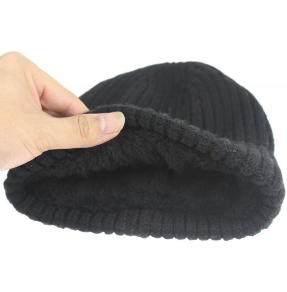 Skullies & Beanies Winter Hats for Men Wool Knit Slouchy Beanie Hats Warm Baggy Skull Cap - Style01 Black Beanie - C7184RO8GCR