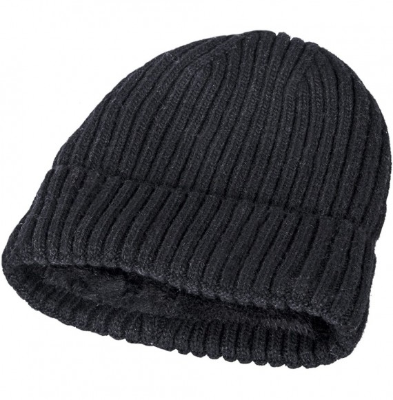 Skullies & Beanies Winter Hats for Men Wool Knit Slouchy Beanie Hats Warm Baggy Skull Cap - Style01 Black Beanie - C7184RO8GCR