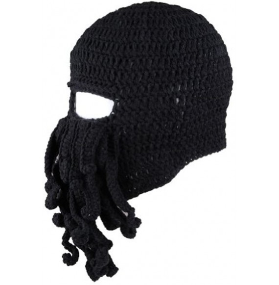 Skullies & Beanies Octopus Beanie Hat For Men Winter Warm Skiing Biking Costume Squid Mask (Black) - Black - C612GA870HH