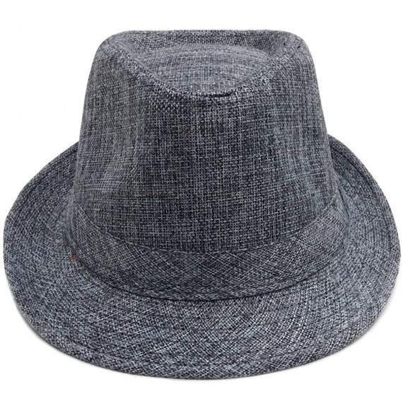 Sun Hats Men/Women Classic Cotton Blend Solid Color Short Brim Trilby Fedora Hat - Grey - C312G5RVS2H