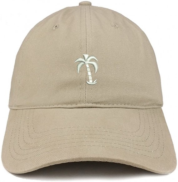 Baseball Caps Palm Tree Embroidered Soft Low Profile Adjustable Cotton Cap - Khaki - CM185HOH9MR