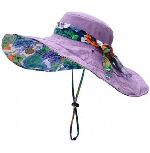 Sun Hats Womens Summer Flap Cover Cap Cotton Anti-UV UPF 50+ Sun Shade Hat Folding Sun Hat Beach Cap - Purple - C8183M77MNU