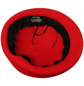 Skullies & Beanies Womens 100% Wool Veil Flower Pillbox Hat Winter Hat Crimping Beanie Hat - Red - CW18776DMDT