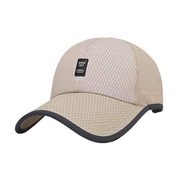 Baseball Caps Men Snapback Quick Dry Baseball Race Day Running Summer Sea Mesh Hat Cap Visor - Biege - C012DKJKGSP