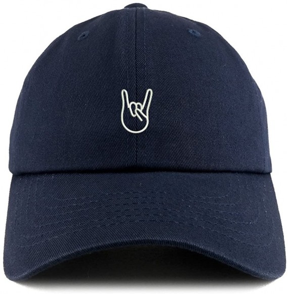 Baseball Caps Rock On Embroidered Low Profile Soft Cotton Dad Hat Cap - Navy - CR18D530KKR