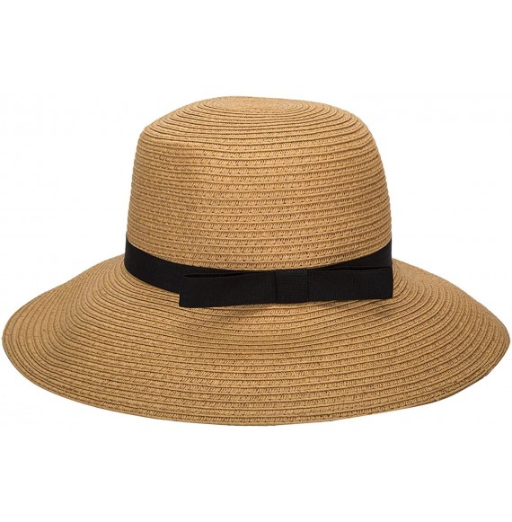 Sun Hats Women Floppy Sun Beach Straw Hats Wide Brim Packable Summer Cap - Khaki - C7183IY5LLG