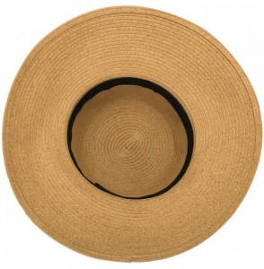 Sun Hats Women Floppy Sun Beach Straw Hats Wide Brim Packable Summer Cap - Khaki - C7183IY5LLG