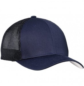 Baseball Caps Mesh Back Flex-Fit Trucker Style Caps - True Navy/True Navy - CD126M53WD5