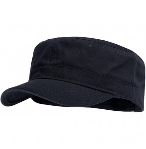 Baseball Caps Fashionable Solid Color Unisex Adjustable Strap Cadet Cap - Navy - CN11KMUURL7