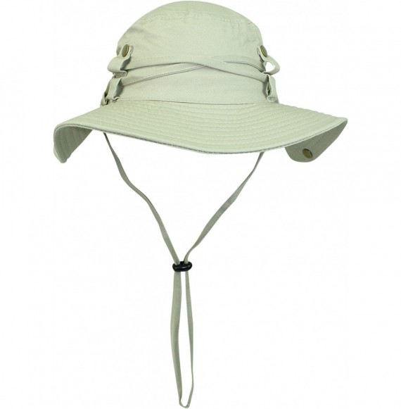 Sun Hats Safari Style Cotton Hat with Chin Cord & Side Snaps - Beige - C2110FSFGSZ