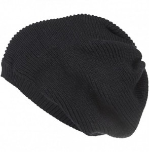 Berets Women Winter Warm Ski Knitted Crochet Baggy Skullies Cap Beret Hat - Br1991black - CQ187GD6R5S