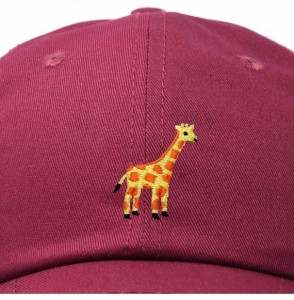 Baseball Caps Giraffe Baseball Cap Soft Cotton Dad Hat Custom Embroidered - Maroon - C218RG58ZW7