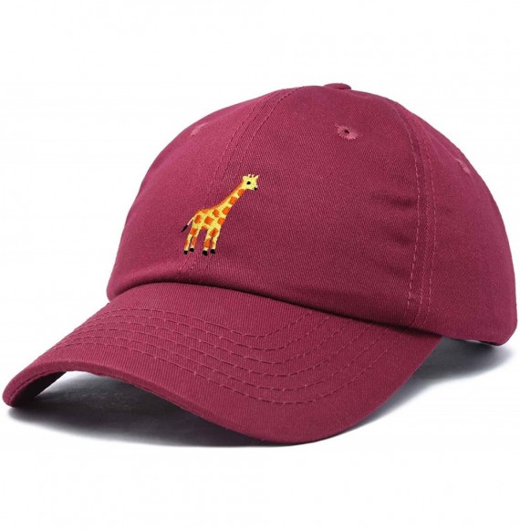 Baseball Caps Giraffe Baseball Cap Soft Cotton Dad Hat Custom Embroidered - Maroon - C218RG58ZW7