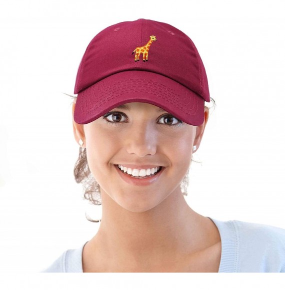 Baseball Caps Giraffe Baseball Cap Soft Cotton Dad Hat Custom Embroidered - Maroon - C218RG58ZW7