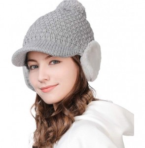 Skullies & Beanies Women's 100% Wool Knit Visor Beanie Newsboy Cap - 99722grey - C118XRG7CLC