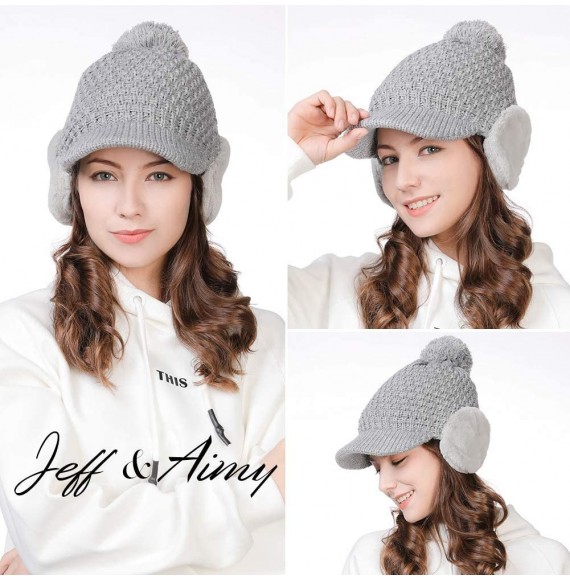 Skullies & Beanies Women's 100% Wool Knit Visor Beanie Newsboy Cap - 99722grey - C118XRG7CLC