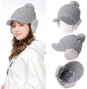 Skullies & Beanies Women's 100% Wool Knit Visor Beanie Newsboy Cap - 99722grey - C118XRG7CLC