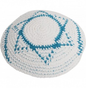 Skullies & Beanies Star of David Jewish KippahHatFor Men & Kids with Clip Beautifully Knitted - Israel Flag - CE1880C6Y50