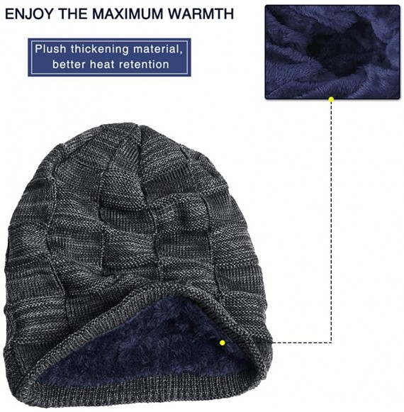 Skullies & Beanies Winter Beanie Hats for Men Women- Warm Knit Hats Skull Cap Neck Warmer - Navy - CY18KEG8E0M