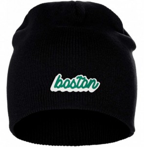 Skullies & Beanies Classic USA Cities Winter Knit Cuffless Beanie Hat 3D Raised Layer Letters - Boston Black - White Green - ...