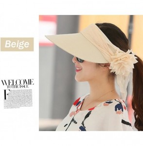 Sun Hats Floppy Summer UPF50+ Foldable Sun Beach Hats Accessories Wide Brim for Women - Beige Empty Top - C4182S4L2UK