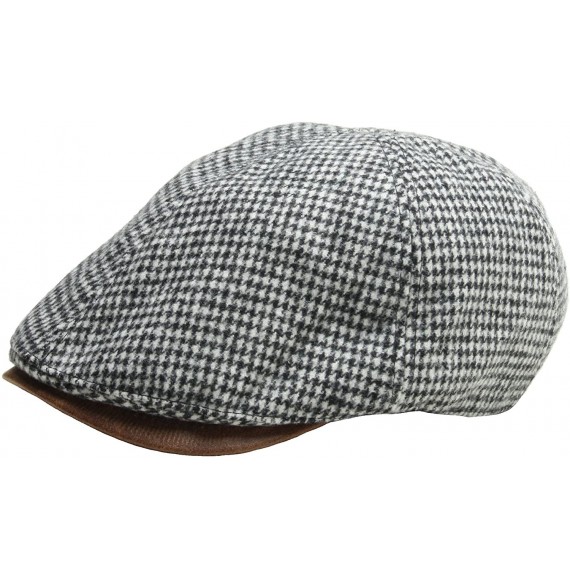 Baseball Caps Houndstooth Pattern Check Newsboy Cap Cabbie Flat Golf Gatsby Driving Hat - Gray - CH12C3ZS8JV