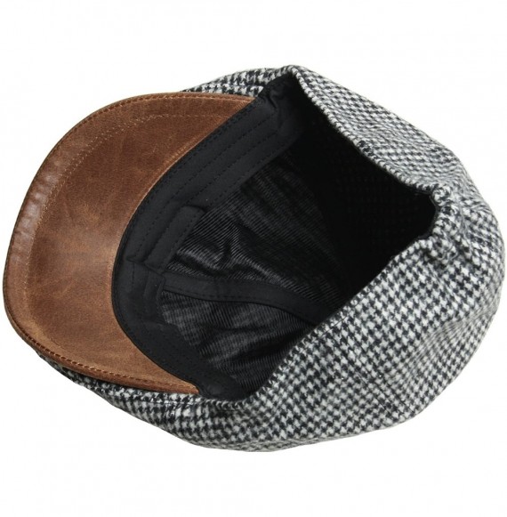 Baseball Caps Houndstooth Pattern Check Newsboy Cap Cabbie Flat Golf Gatsby Driving Hat - Gray - CH12C3ZS8JV