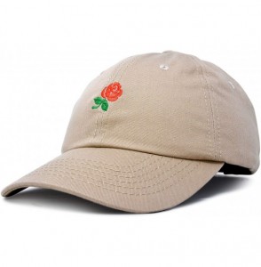 Baseball Caps Women's Rose Baseball Cap Flower Hat - Khaki - CQ180YQ9K30