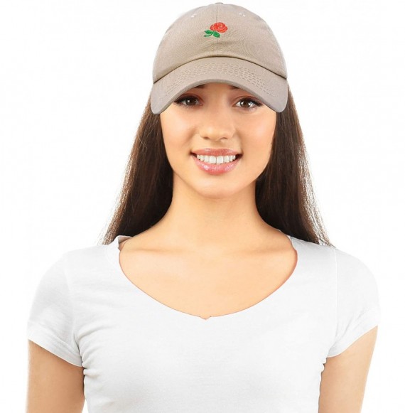 Baseball Caps Women's Rose Baseball Cap Flower Hat - Khaki - CQ180YQ9K30