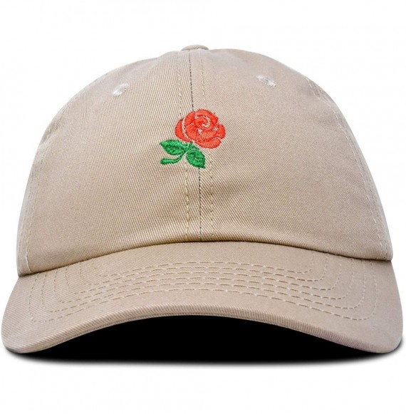 Baseball Caps Women's Rose Baseball Cap Flower Hat - Khaki - CQ180YQ9K30