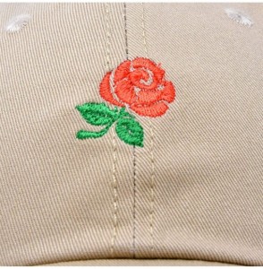 Baseball Caps Women's Rose Baseball Cap Flower Hat - Khaki - CQ180YQ9K30