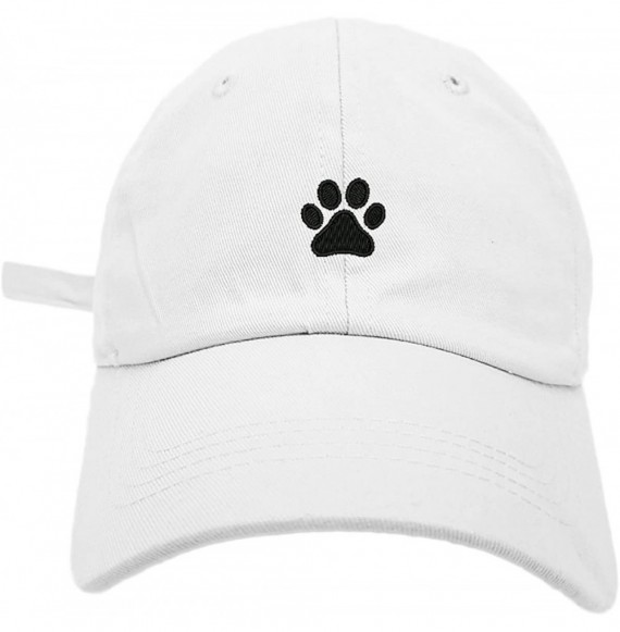 Baseball Caps Dog Paw Style Dad Hat Washed Cotton Polo Baseball Cap - White - CV188OIKNK2