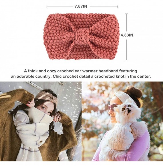 Headbands Womens Winter Knitted Headband - Soft Crochet Bow Twist Hair Band Turban Headwrap Hat Cap Ear Warmer - C318KXKLUMX