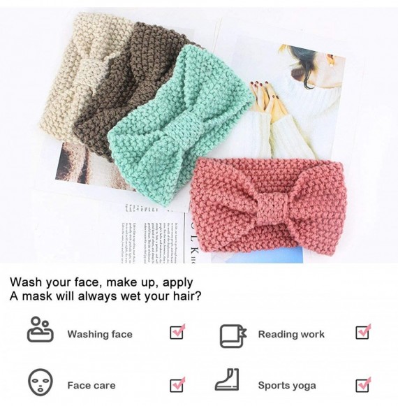 Headbands Womens Winter Knitted Headband - Soft Crochet Bow Twist Hair Band Turban Headwrap Hat Cap Ear Warmer - C318KXKLUMX