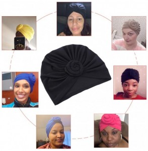 Skullies & Beanies Cotton Hair Bonnets Cap for Black Women Pattern Chemo Turban for Cancer Hair Loss Purple - CW197YGI45X