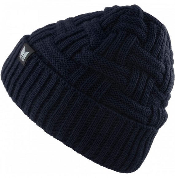 Skullies & Beanies Men Women Knit Winter Warmers Hat Daily Slouchy Hats Beanie Skull Cap - 3.2) Sherpa Beanie Navy - CF18H2CDA50