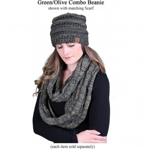 Skullies & Beanies Trendy Warm Chunky Soft Marled Cable Knit Slouchy Beanie - Four Tone Mix 9 - Green- Olive- Blue- Camel - C...