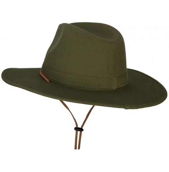 Fedoras Men's Cotton Canvas Outback Style Fedora Hat - Olive - CI18TYDXE3I