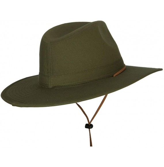 Fedoras Men's Cotton Canvas Outback Style Fedora Hat - Olive - CI18TYDXE3I