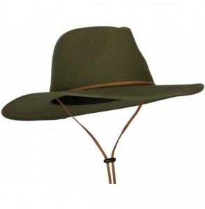 Fedoras Men's Cotton Canvas Outback Style Fedora Hat - Olive - CI18TYDXE3I