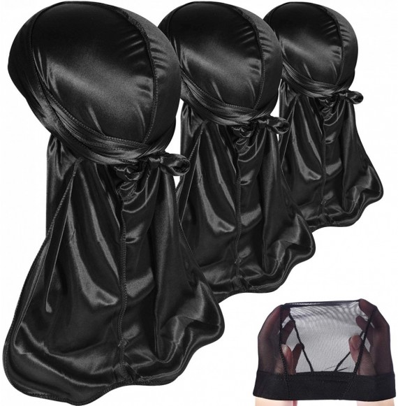 Skullies & Beanies 3PCS Silky Durags Pack for Men Waves- Satin Doo Rag- Award 1 Wave Cap - 1a-style N - CC18YDAI4YH