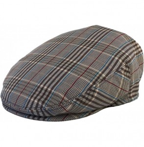 Newsboy Caps Summer Plaid Ivy Scally Driver Cap Polyester Flat Hat - Brown / Blue - CF18WDNKDNG