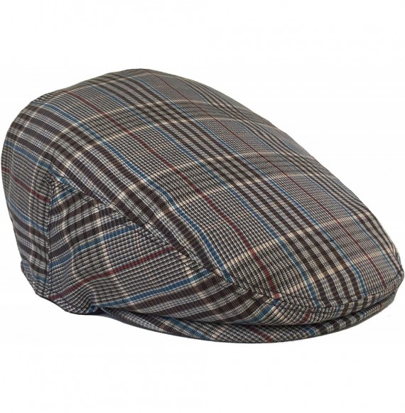 Newsboy Caps Summer Plaid Ivy Scally Driver Cap Polyester Flat Hat - Brown / Blue - CF18WDNKDNG