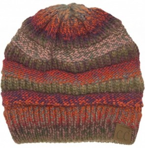 Skullies & Beanies Classic Winter Fall Trendy Chunky Stretchy Cable Knit Beanie Hat - Mix Rust - C518YTGC34S