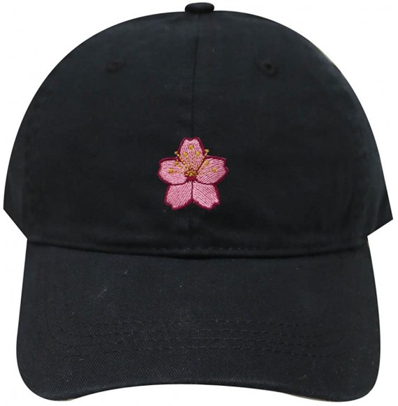 Baseball Caps Cherry Blossom Cotton Baseball Cap - Black - C7182YUWKX5