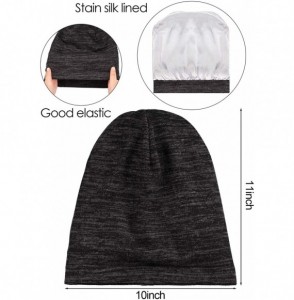 Skullies & Beanies 3 Pieces Satin Lined Sleep Cap Slouchy Beanie Slap Hat (Black- Wine Red- Gray) - CK193TS0WE3