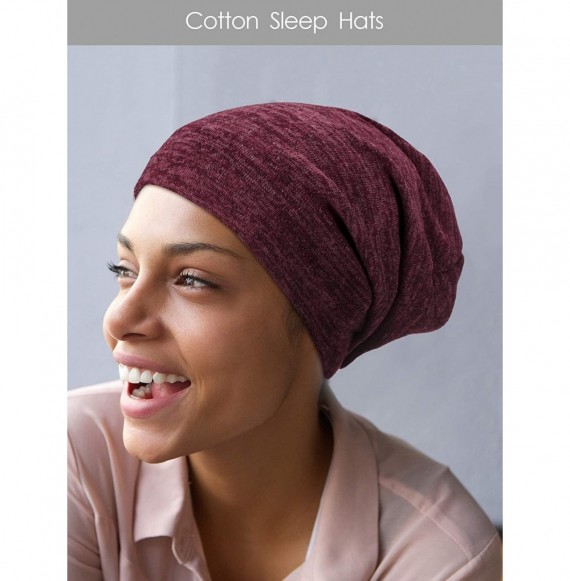 Skullies & Beanies 3 Pieces Satin Lined Sleep Cap Slouchy Beanie Slap Hat (Black- Wine Red- Gray) - CK193TS0WE3