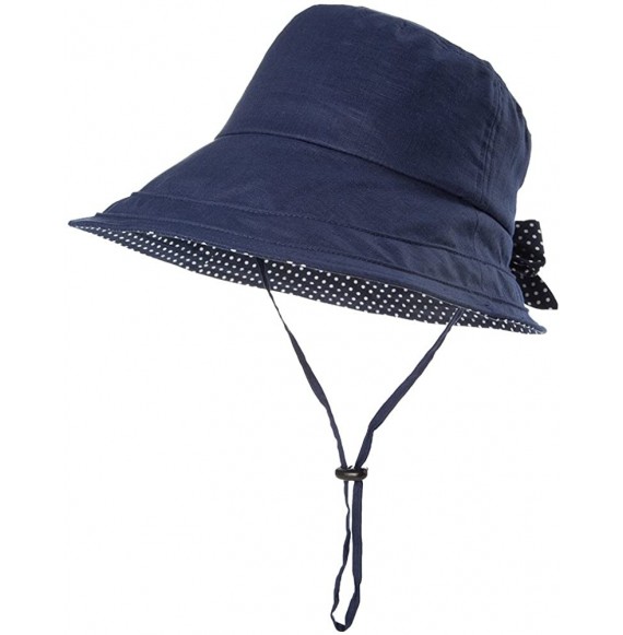 Sun Hats Packable Sun Bucket Hats for Women with String Beach SPF Protection Bonnie Gardening 55-59cm - Navy_89009 - CO18CYI83G4