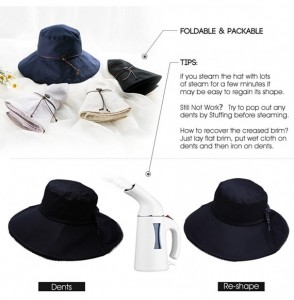 Sun Hats Packable Sun Bucket Hats for Women with String Beach SPF Protection Bonnie Gardening 55-59cm - Navy_89009 - CO18CYI83G4